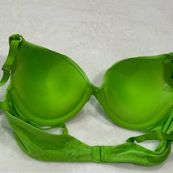 LILY OF FRANCE Floral Push Up Demi Bra - bright green, size 36B - Picture 5 of 7